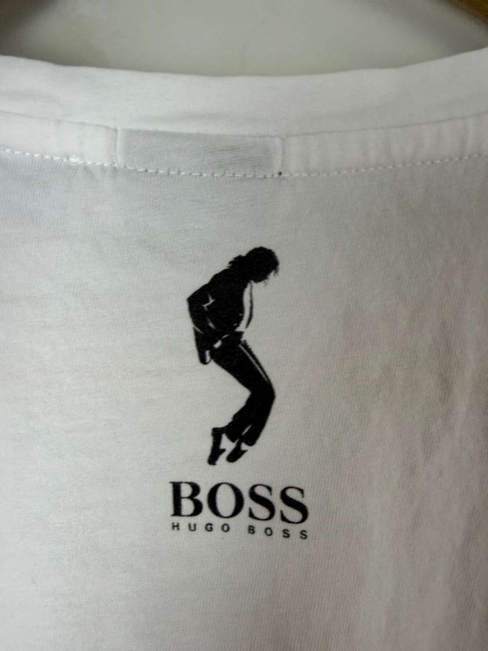 HUGO BOSS White Tee Michael Jackson with Black Graphic Size Small - Picture 7 of 10